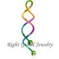 Regenbogen PVD eloxiert Spirale Crystal Bauchnabel Piercing Schmuck